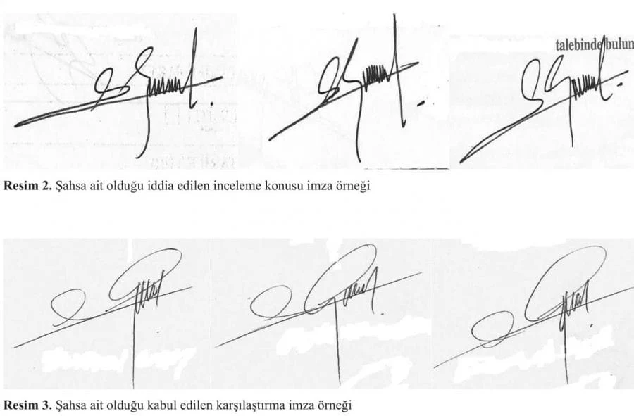 Sahte imza ile gerçek imzanın mikroskobik karşılaştırması