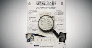 Mikroskop altında el yazısı analizi ve adli belge inceleme süreci. El Yazısı Neden Farklıdır