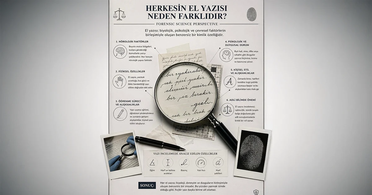 Mikroskop altında el yazısı analizi ve adli belge inceleme süreci. El Yazısı Neden Farklıdır