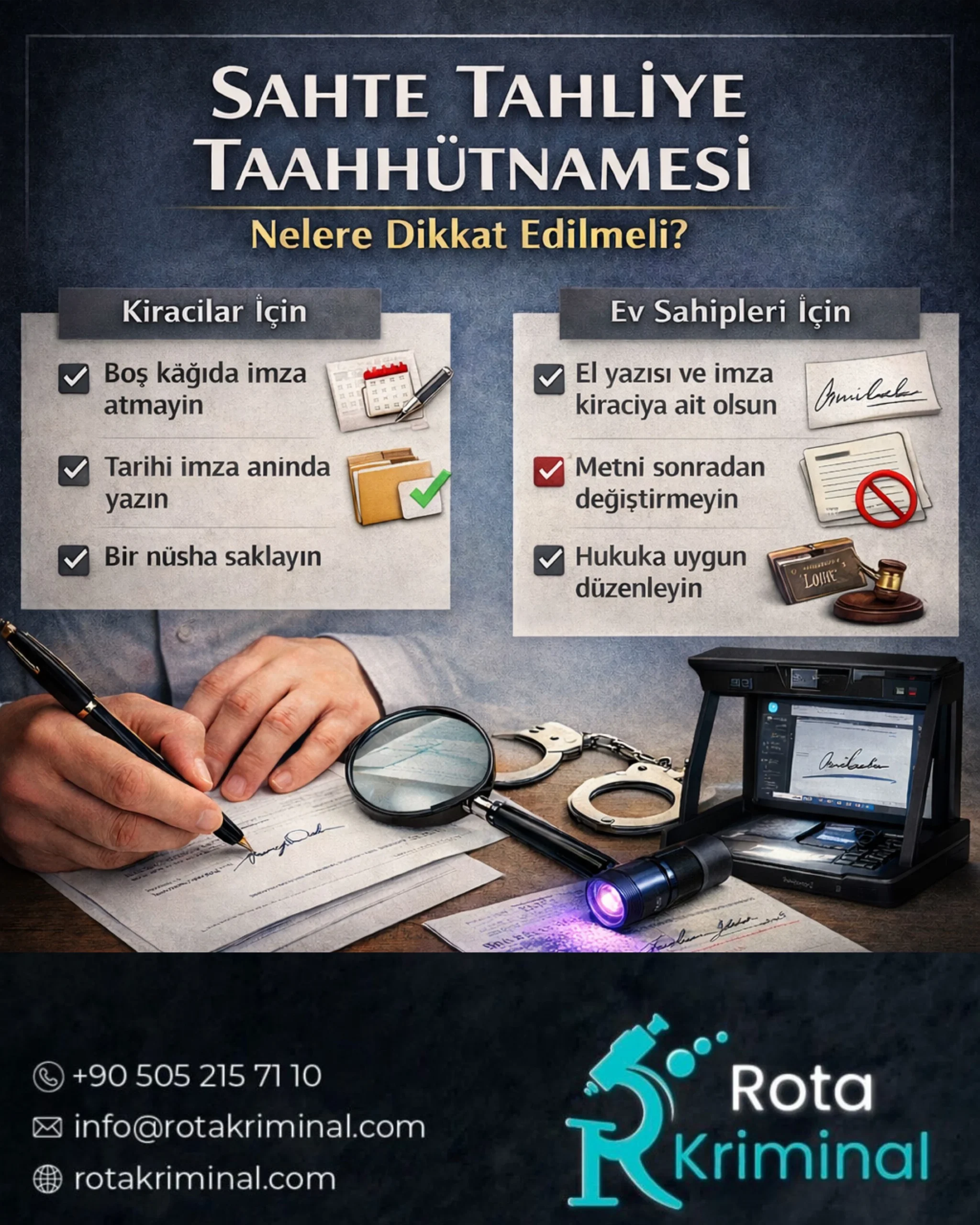 Sahte tahliye taahhütnamesi kriminal incelemesi