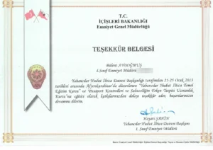 Turkish National Police Appreciation (Instructor, Forgery Detection Course)