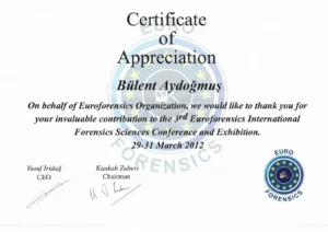 3rd Euroforensics International Forensic Sciences Conference Appreciation