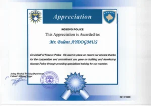 Kosovo Police Appreciation for Specialised Training